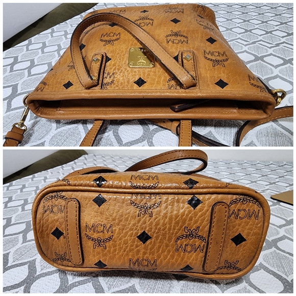 MCM ANYA TOP ZIP MINI SHOPPER BAG COGNAC - Picture 9 of 15